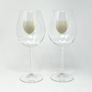Dom Perignon Champagne Glasses Wine Big Day Gold Crest Shield 9” Set Of 2